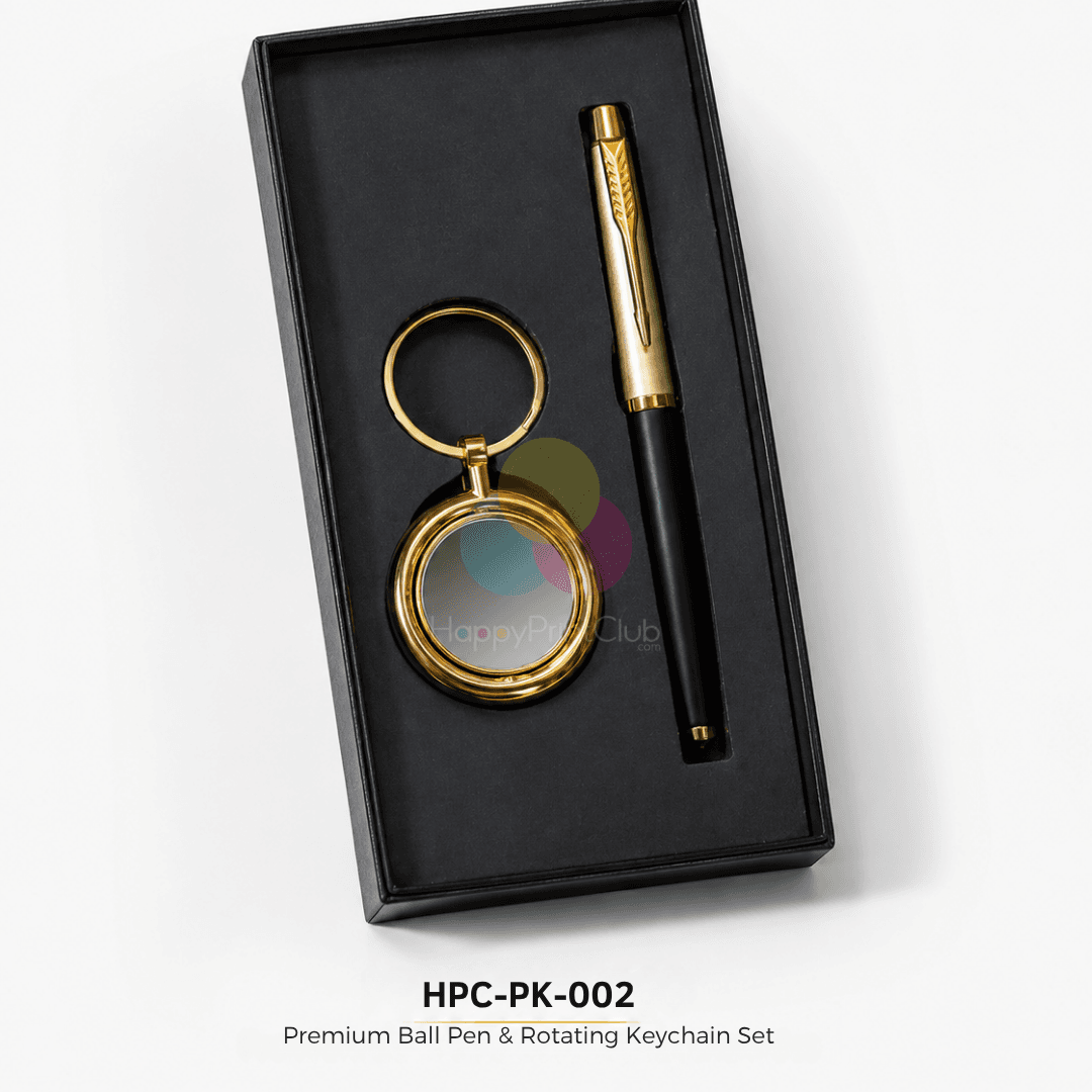 Customized Corporate Gift Set With Ball Pen & Rotating Keychain