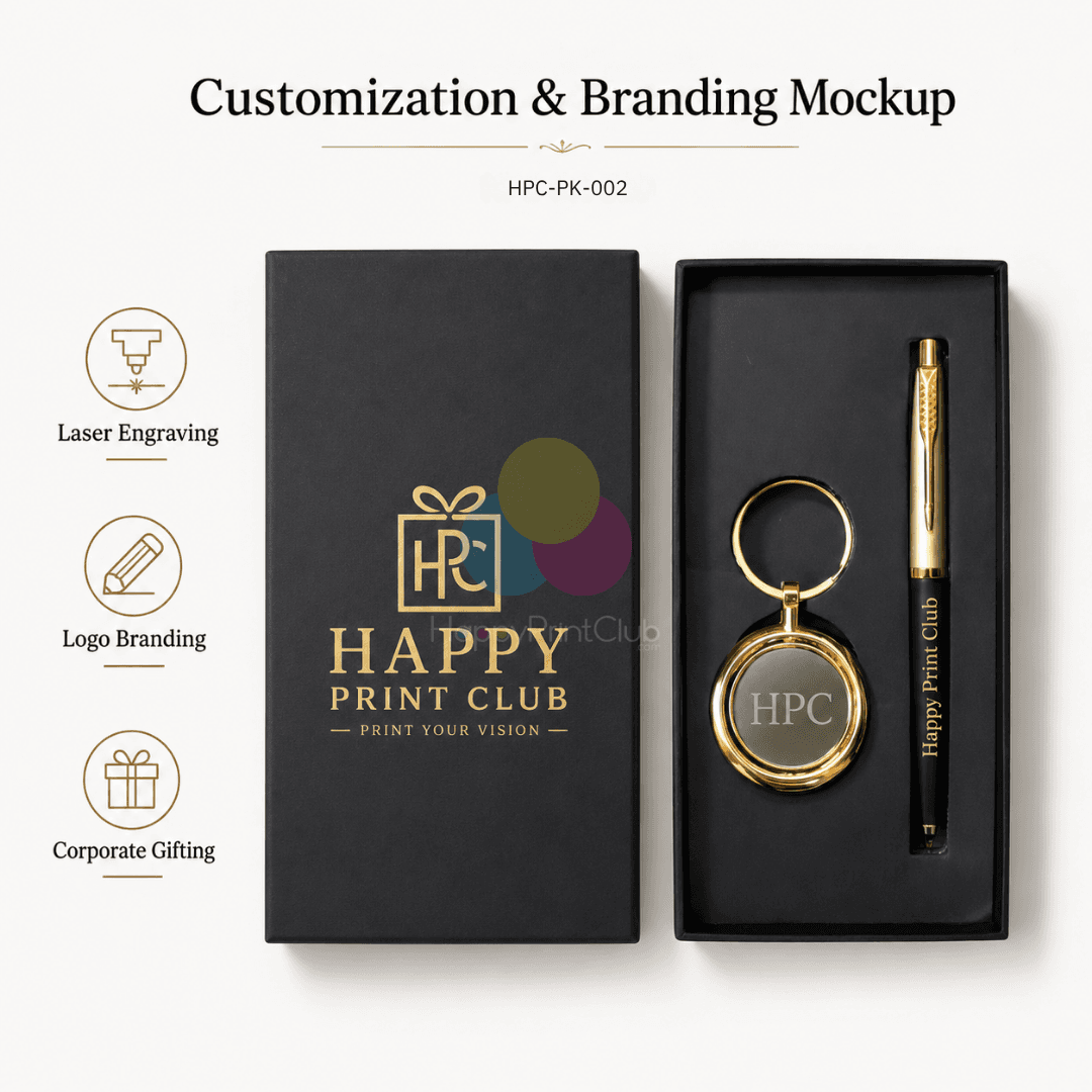 Customized Corporate Gift Set With Ball Pen & Rotating Keychain