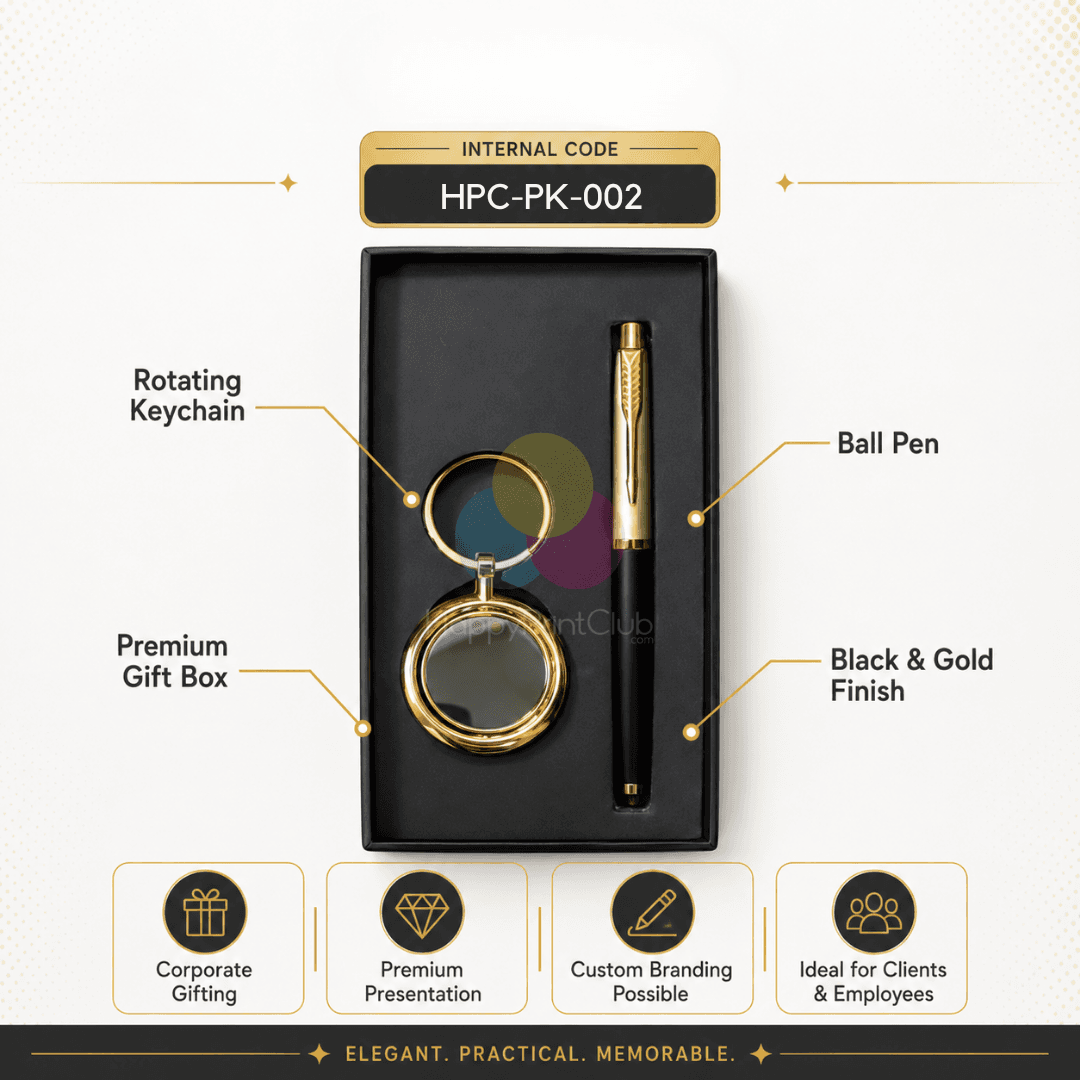 Customized Corporate Gift Set With Ball Pen & Rotating Keychain