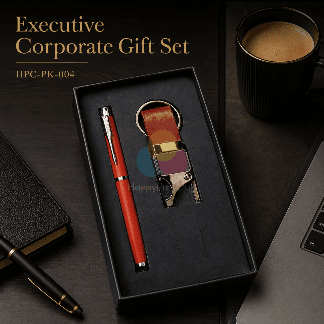 Customized Corporate Gift Set With Ball Pen & Bottle Opener Hook Keychain