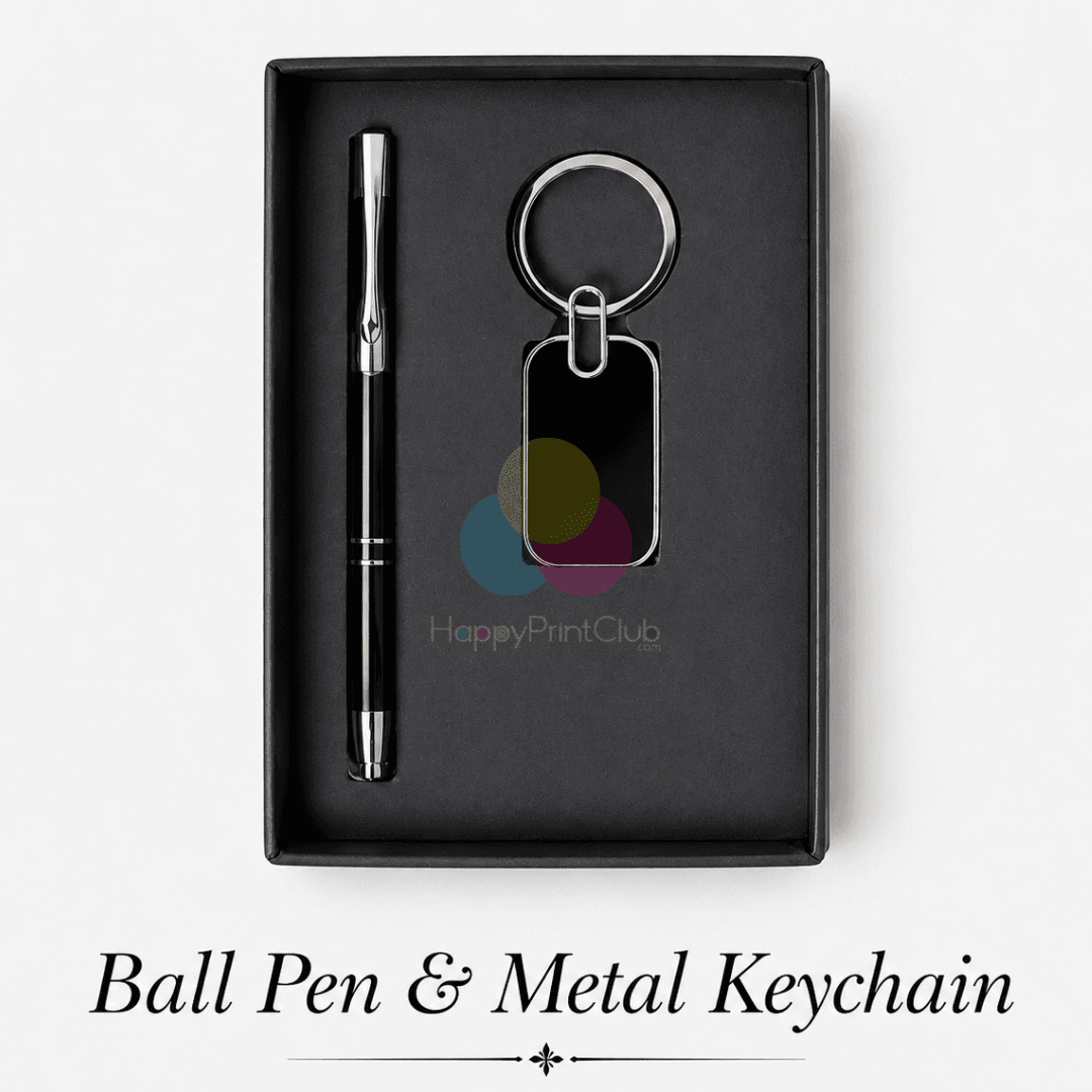 Customized Corporate Gift Set With Ball Pen Stylus & Metal Keychain
