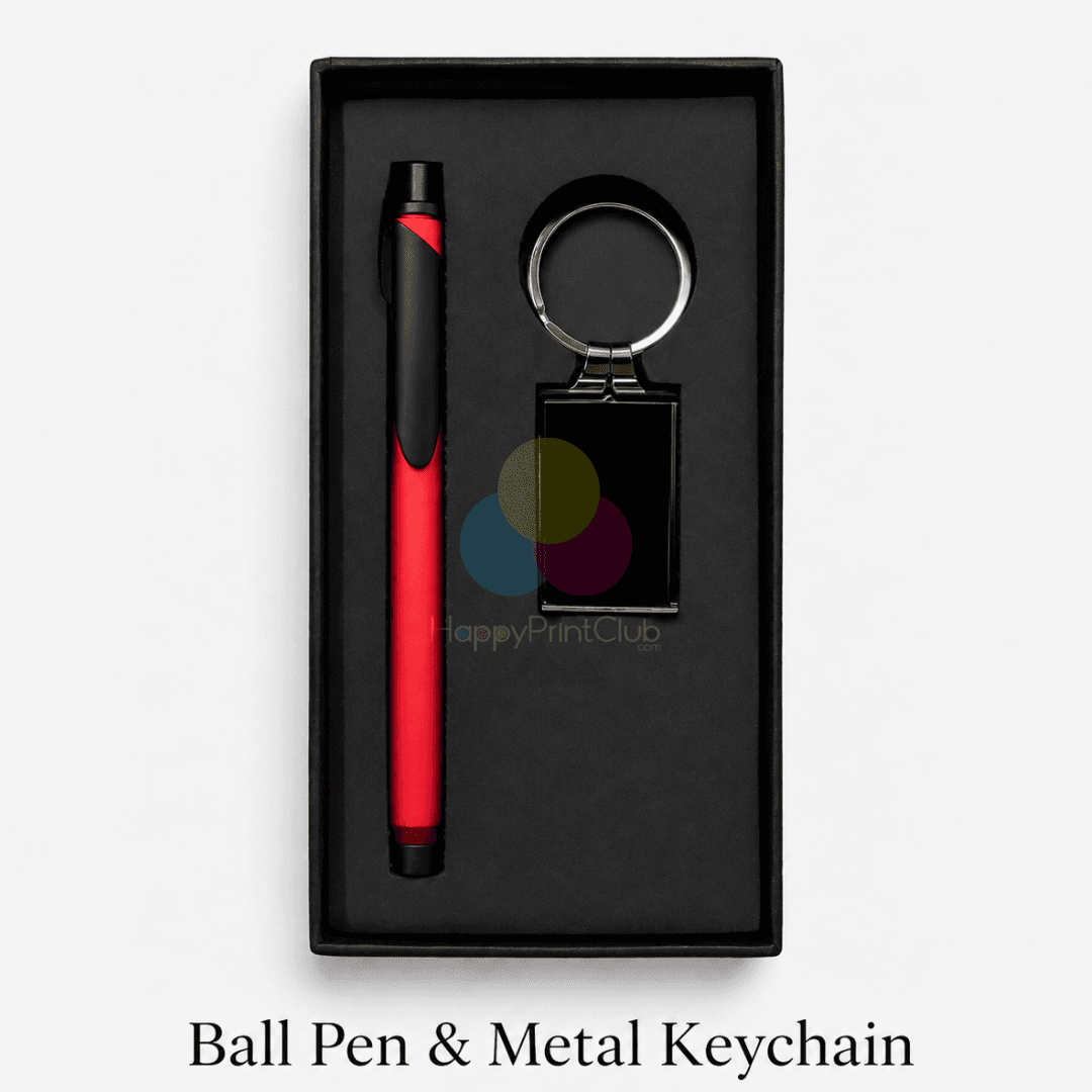Customized Corporate Gift Set With Ball Pen & Metal Keychain
