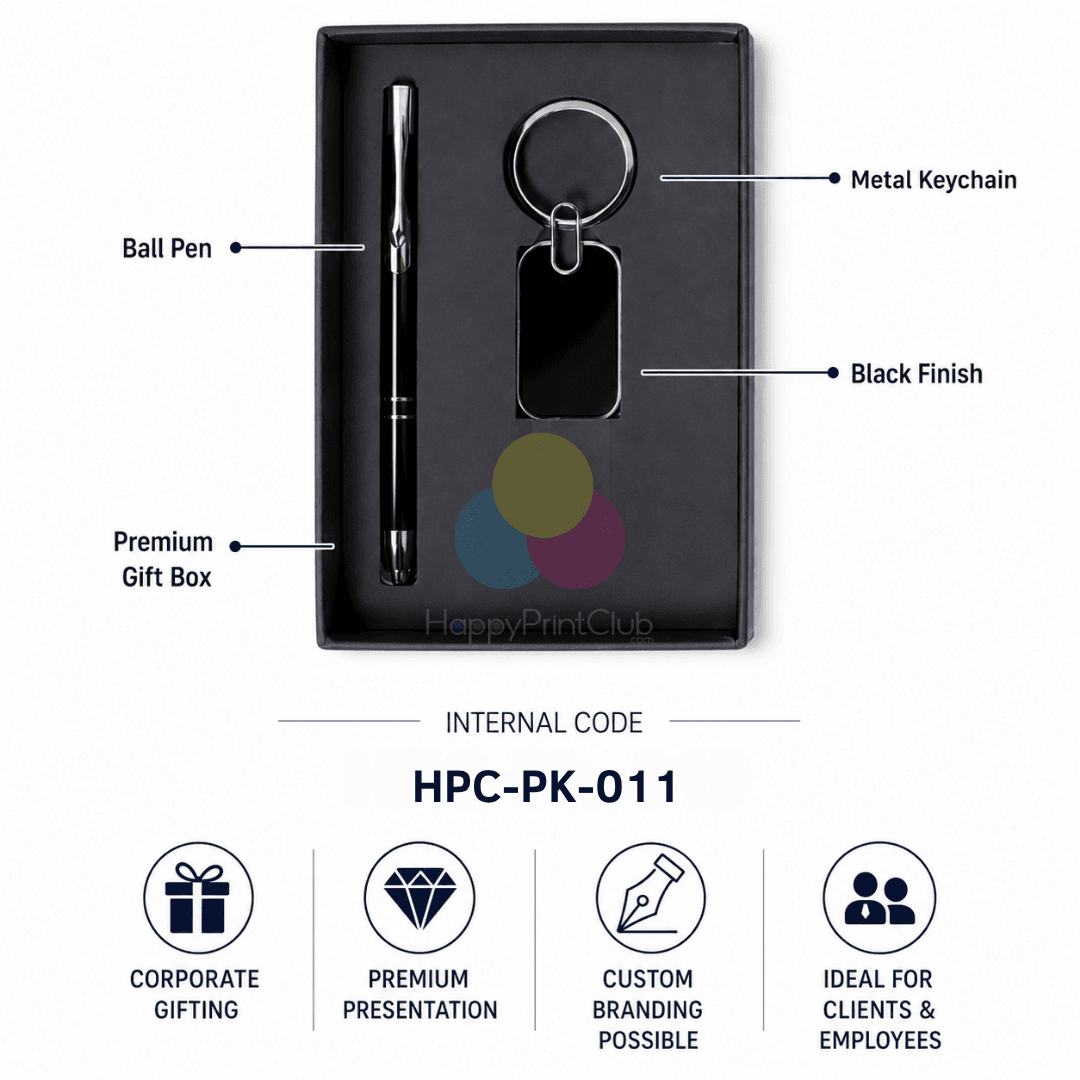 Customized Corporate Gift Set With Ball Pen & Metal Keychain