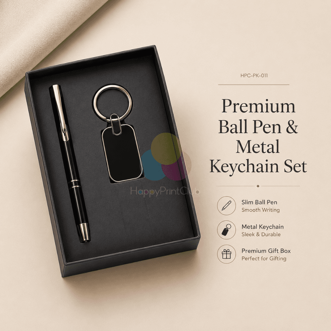 Customized Corporate Gift Set With Ball Pen & Metal Keychain