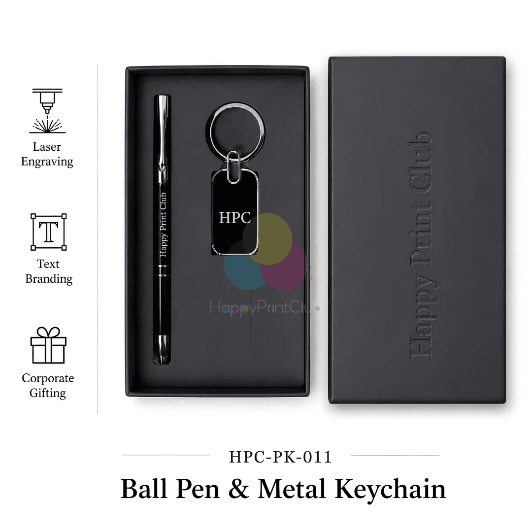 Customized Corporate Gift Set With Ball Pen & Metal Keychain
