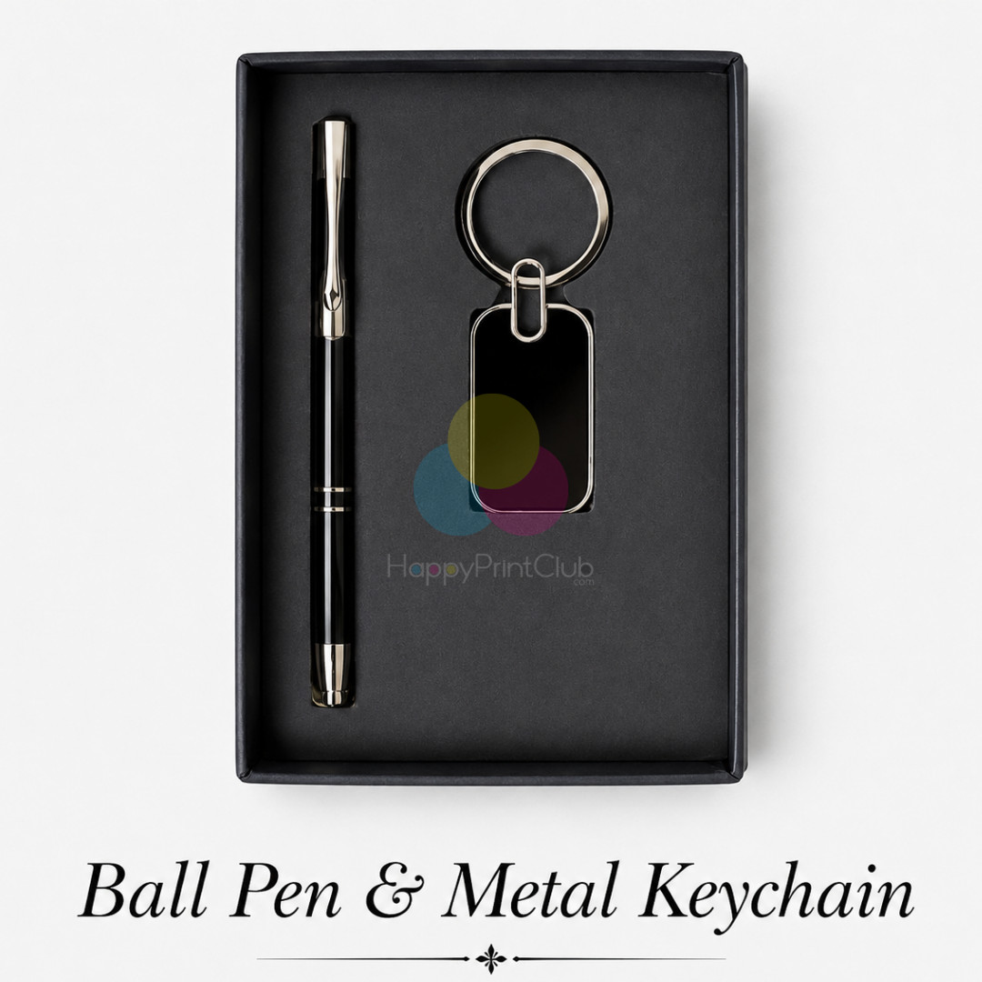 Customized Corporate Gift Set With Ball Pen & Metal Keychain