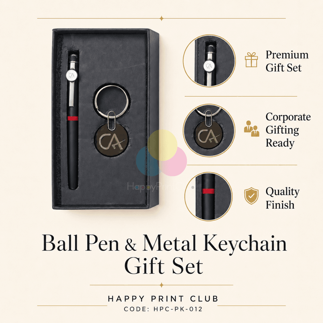 Customized Corporate Gift Set With Ball Pen & Metal Keychain