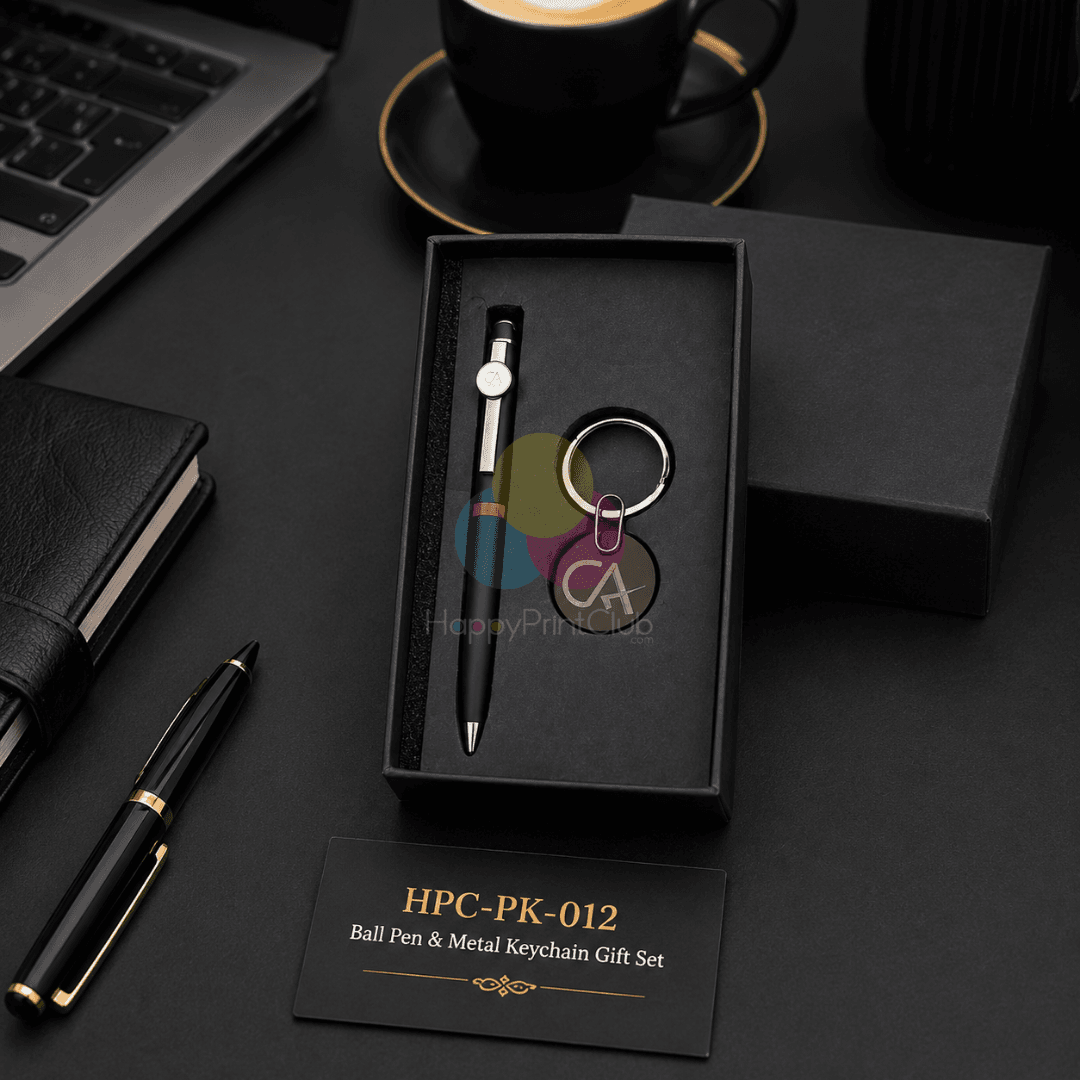 Customized Corporate Gift Set With Ball Pen & Metal Keychain