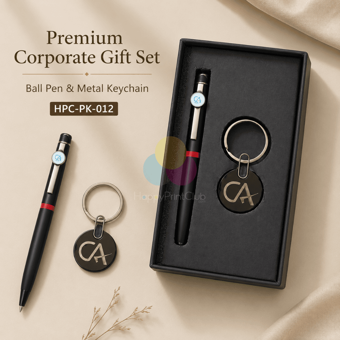 Customized Corporate Gift Set With Ball Pen & Metal Keychain