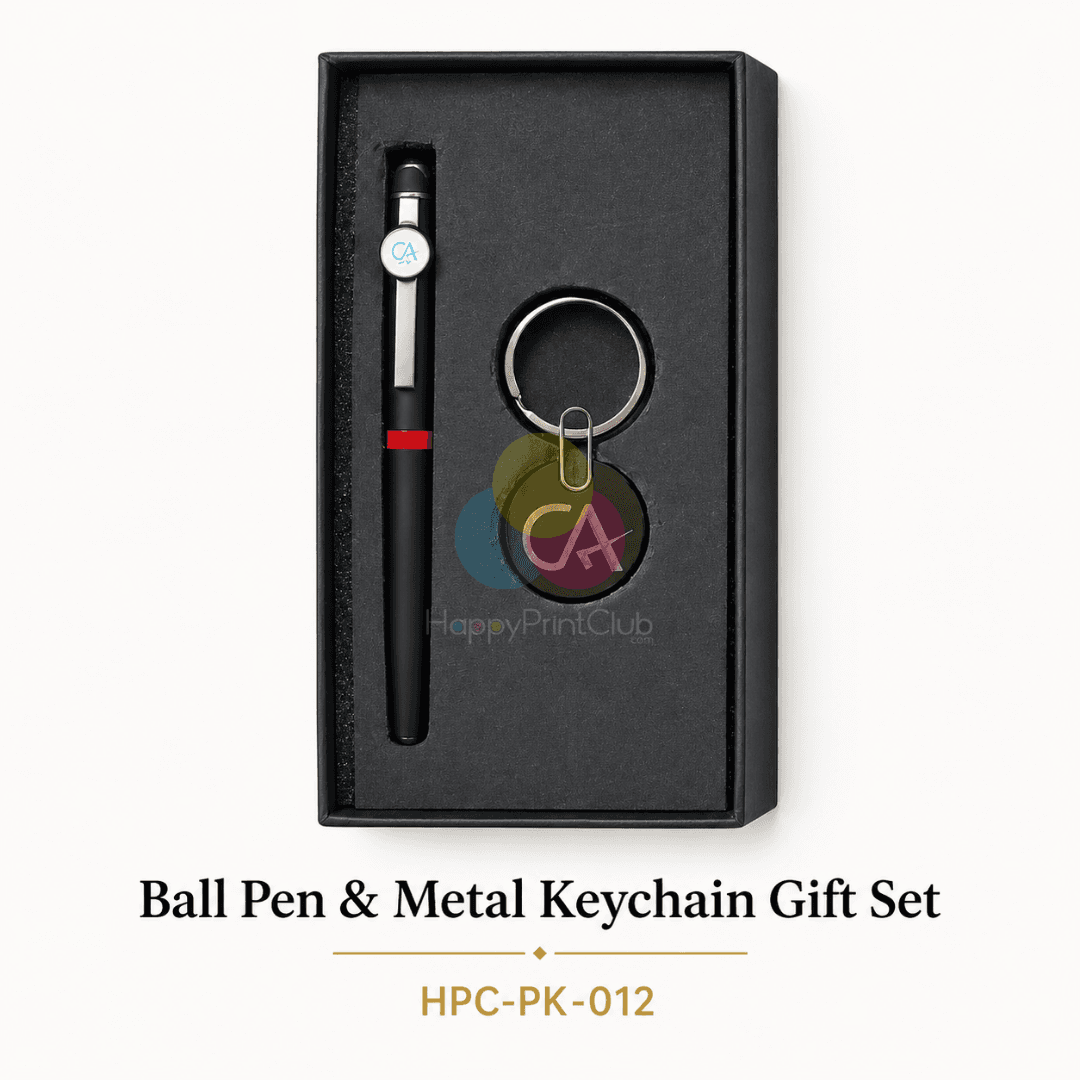 Customized Corporate Gift Set With Ball Pen & Metal Keychain