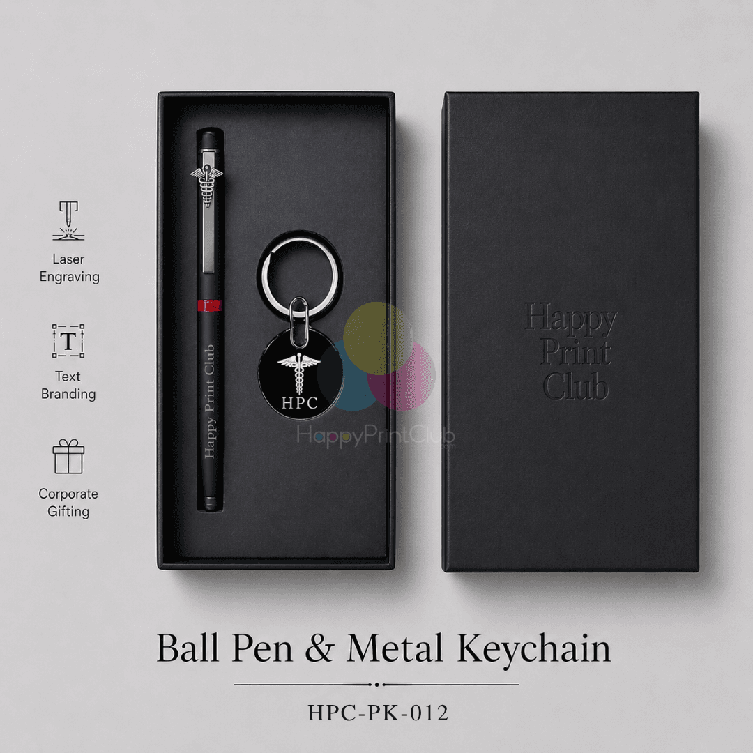 Customized Corporate Gift Set With Ball Pen & Metal Keychain