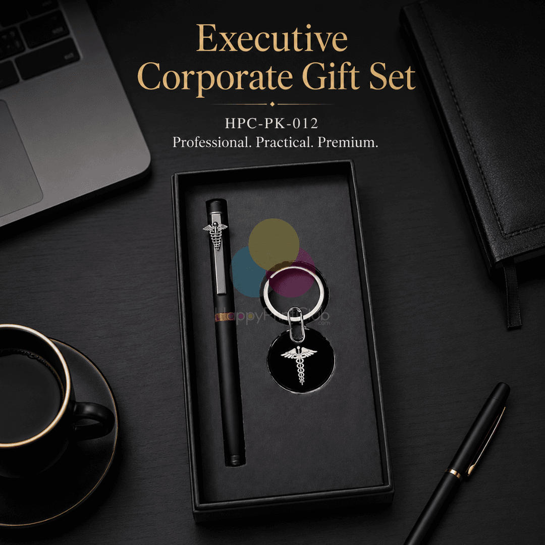 Customized Corporate Gift Set With Ball Pen & Metal Keychain
