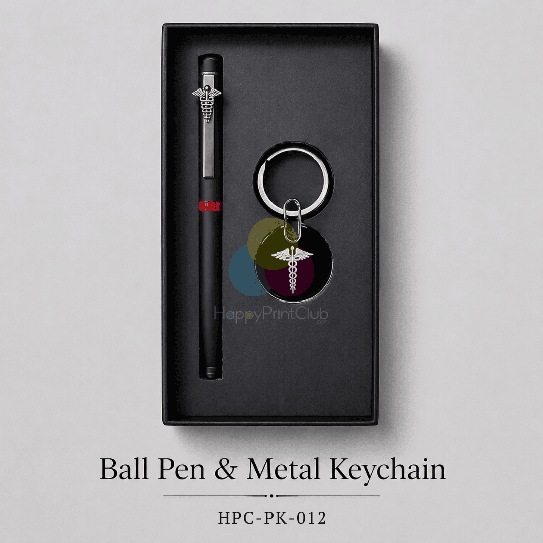 Customized Corporate Gift Set With Ball Pen & Metal Keychain