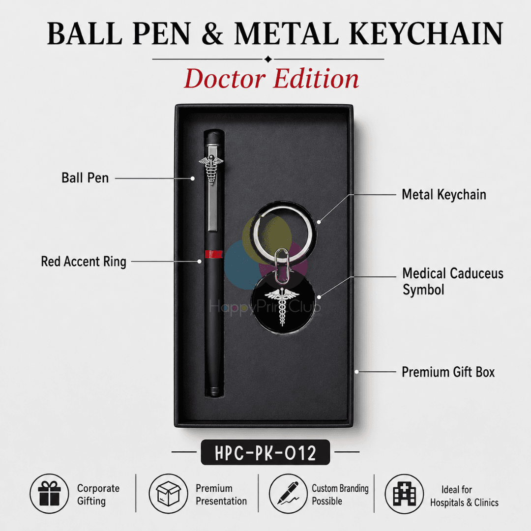 Customized Corporate Gift Set With Ball Pen & Metal Keychain