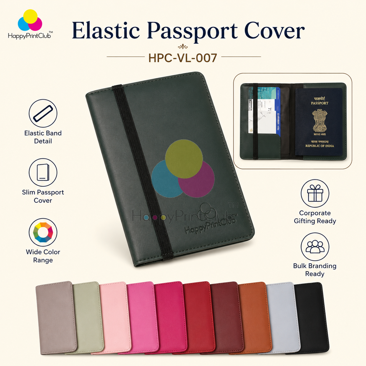 Customized Elastic Passport Cover For Corporate Gifting