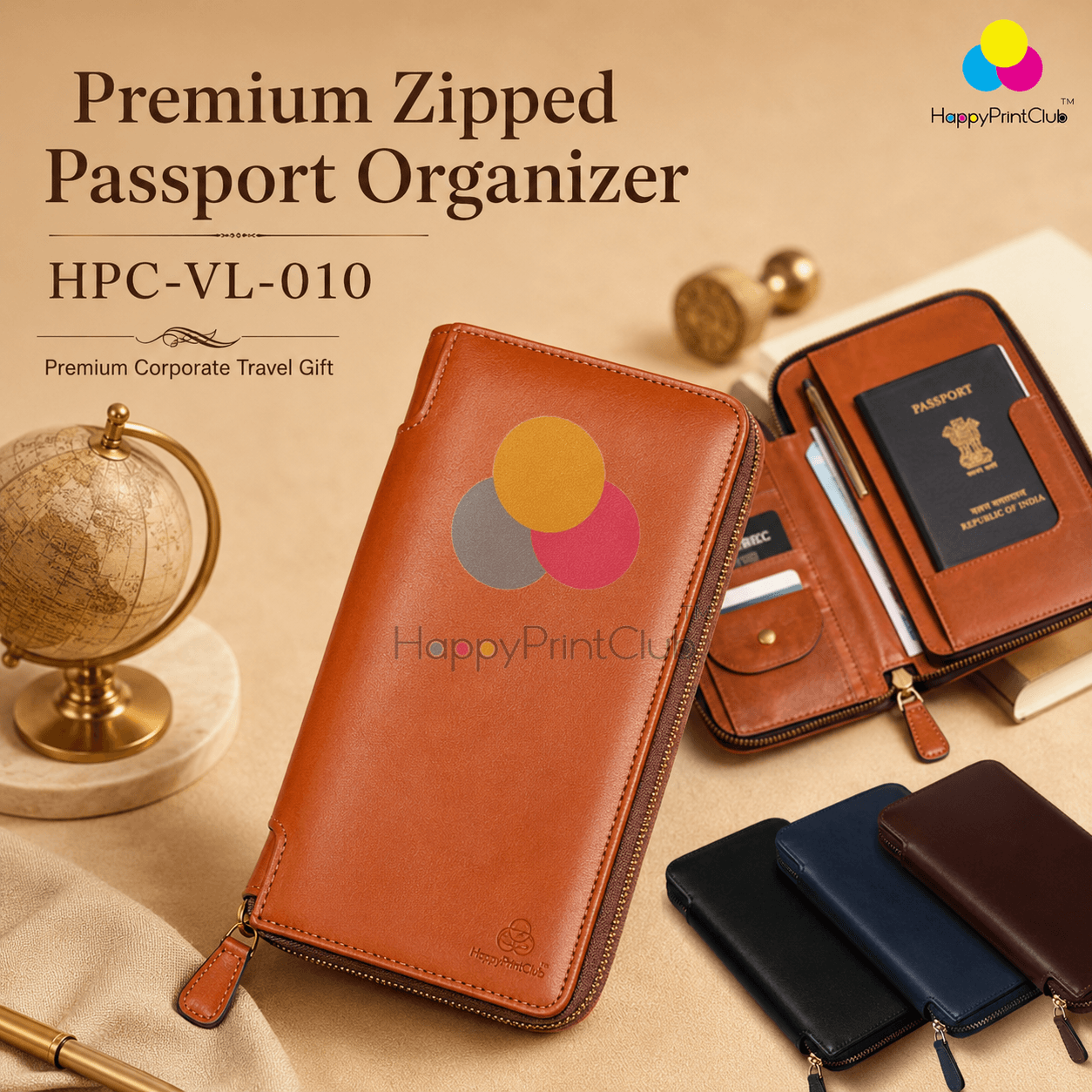 Customized Premium Zipped Passport Organizer For Corporate Gifting