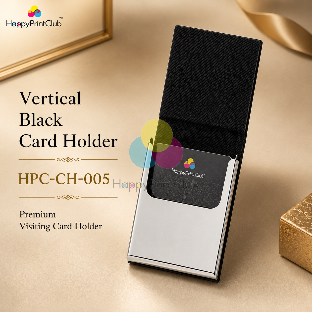 Vertical Black Card Holder For Corporate Gifting