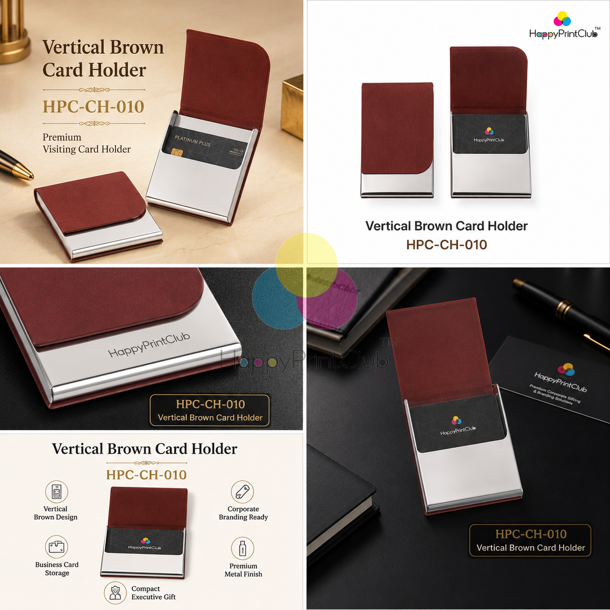 Vertical Brown Card Holder For Corporate Gifting