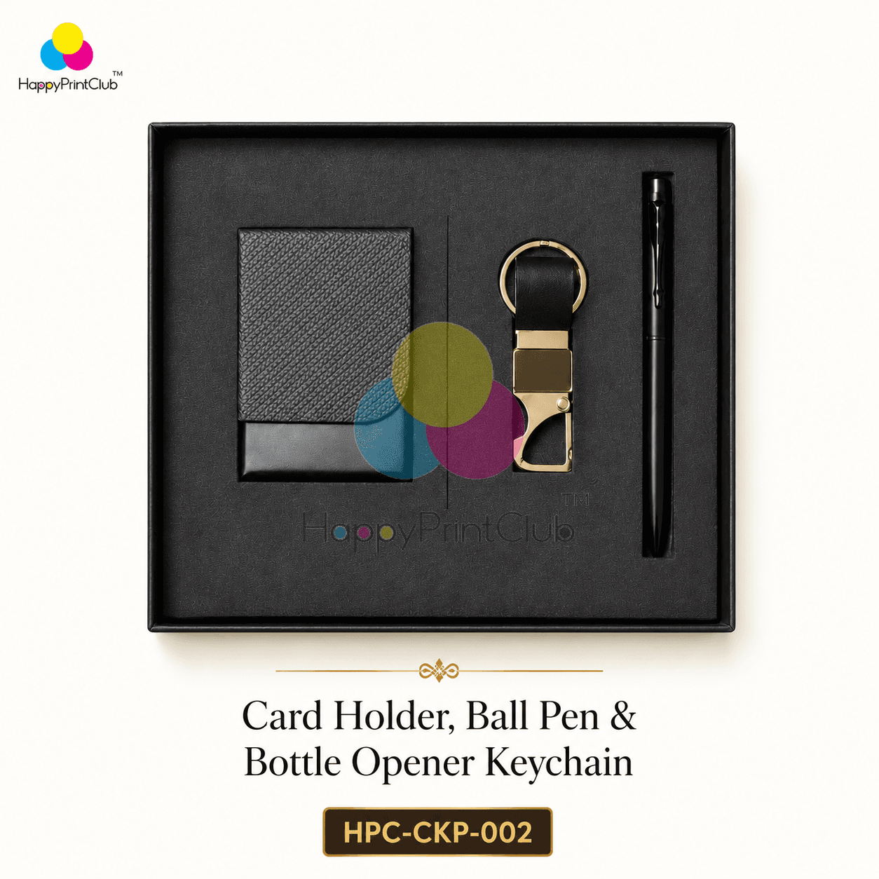 Customized Corporate Gift Set With Card Holder, Ball Pen & Bottle Opener Keychain