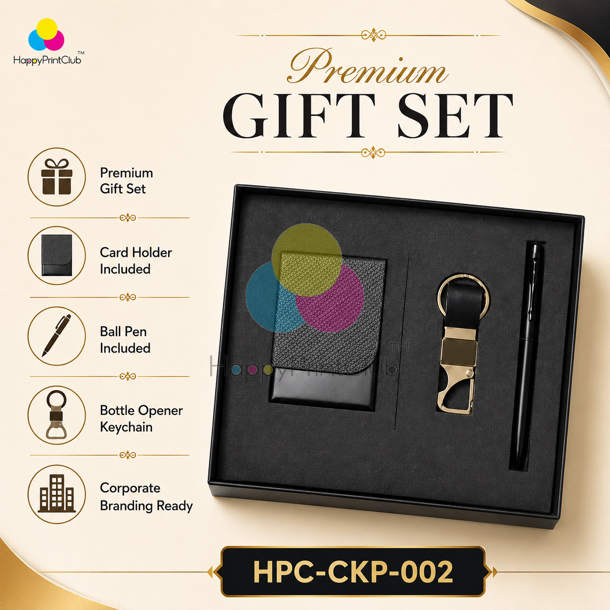 Customized Corporate Gift Set With Card Holder, Ball Pen & Bottle Opener Keychain