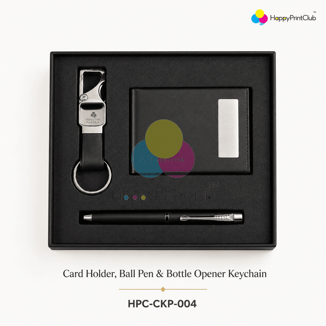 Customized Corporate Gift Set With Card Holder, Ball Pen & Bottle Opener Keychain