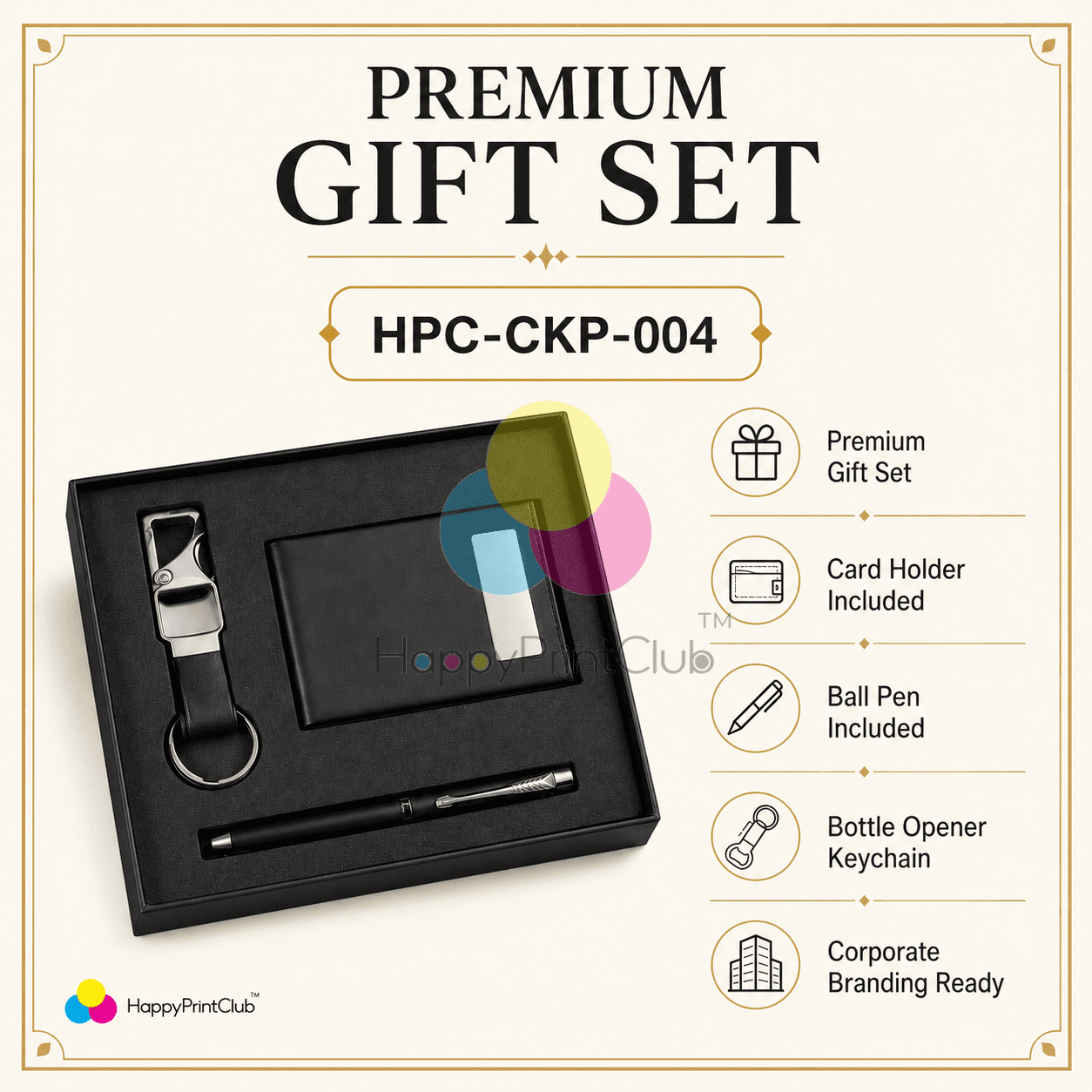 Customized Corporate Gift Set With Card Holder, Ball Pen & Bottle Opener Keychain