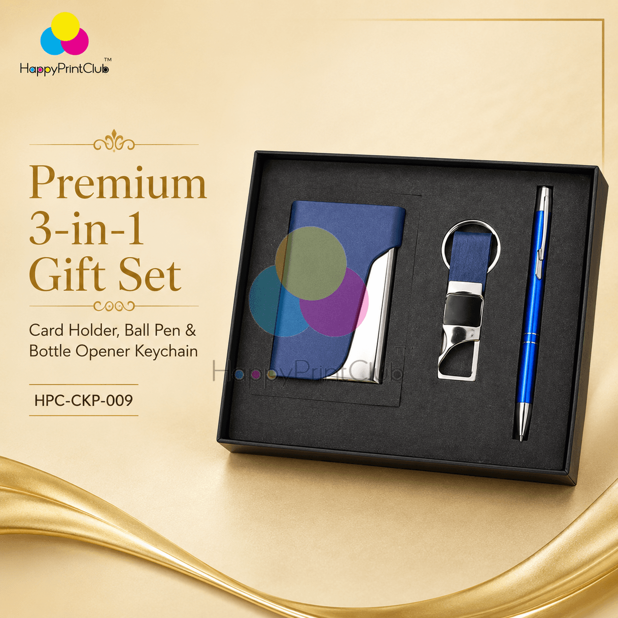 Customized Corporate Gift Set With Card Holder, Ball Pen & Bottle Opener Keychain
