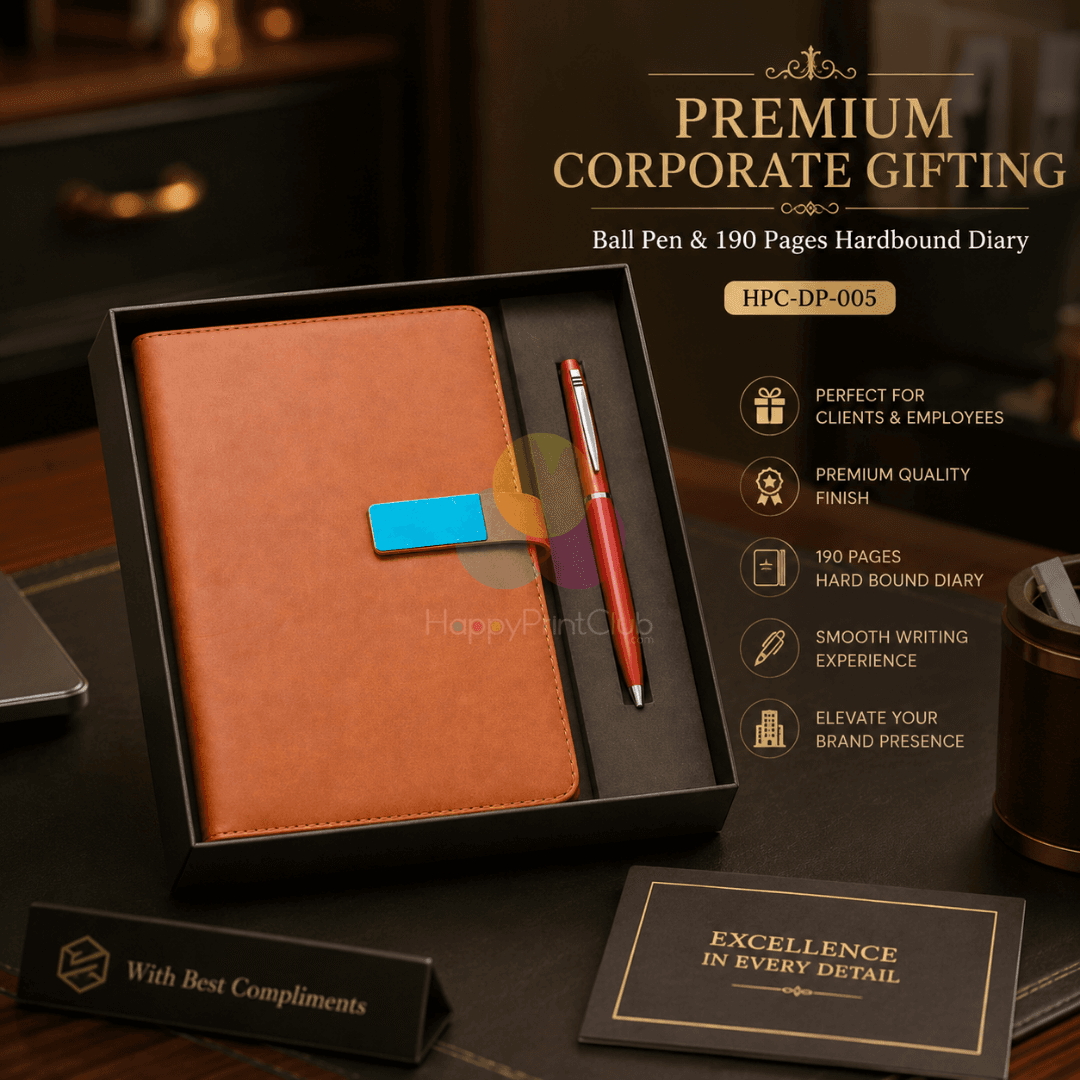Customized Corporate Gift Set With Ball Pen & 190 Pages Hard Bound Diary