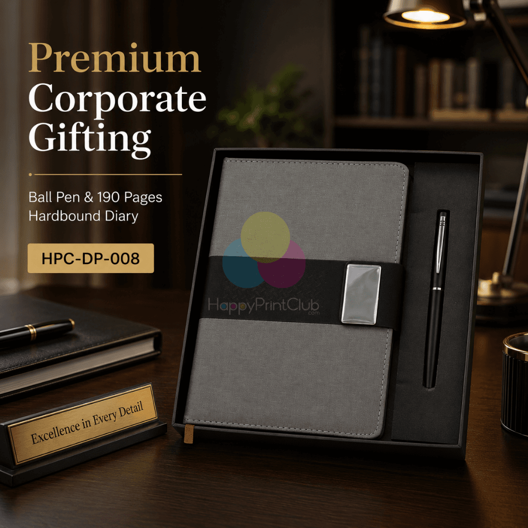 Customized Corporate Gift Set With Ball Pen & 190 Pages Hard Bound Diary