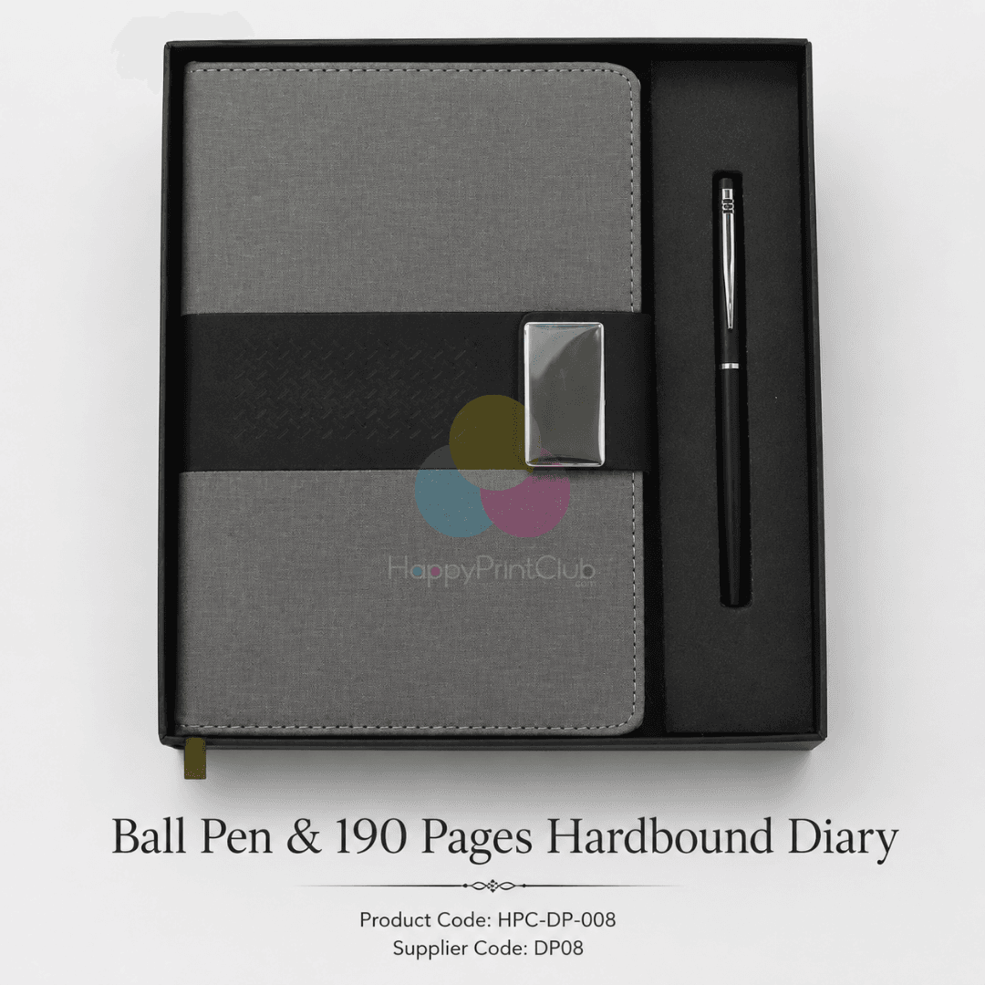 Customized Corporate Gift Set With Ball Pen & 190 Pages Hard Bound Diary