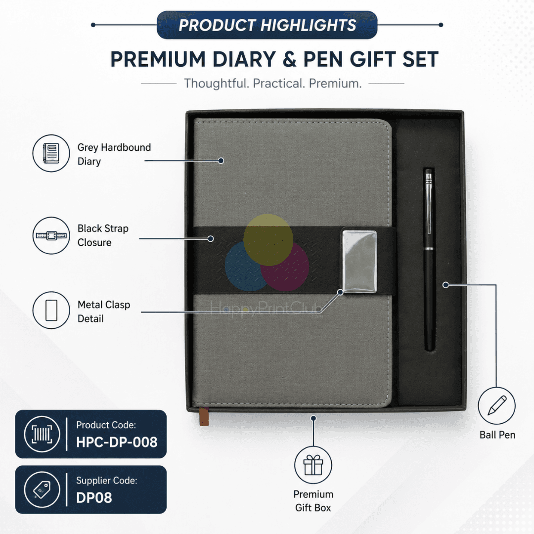 Customized Corporate Gift Set With Ball Pen & 190 Pages Hard Bound Diary