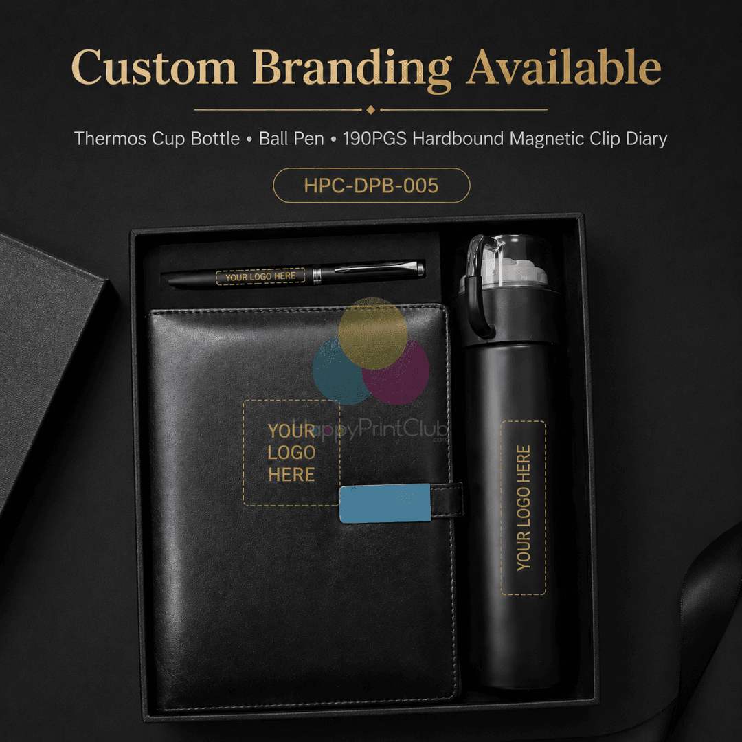 Employee Welcome Kit With Thermos Cup Bottle, Ball Pen & 190 Pages Hard Bound Magnetic Clip Diary