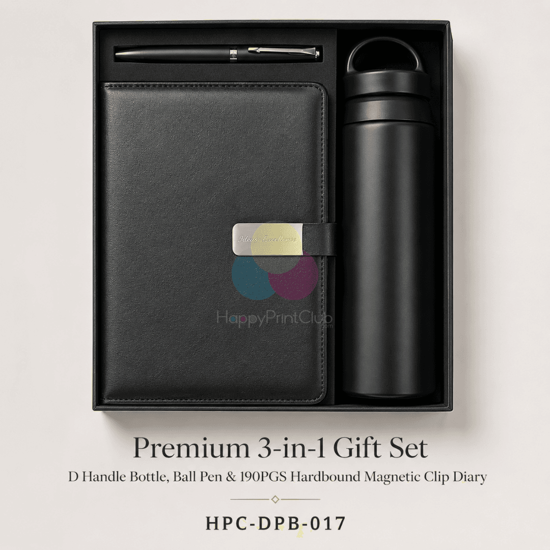 Employee Welcome Kit With D Handle Bottle, Ball Pen & 190 Pages Hard Bound Magnetic Clip Diary