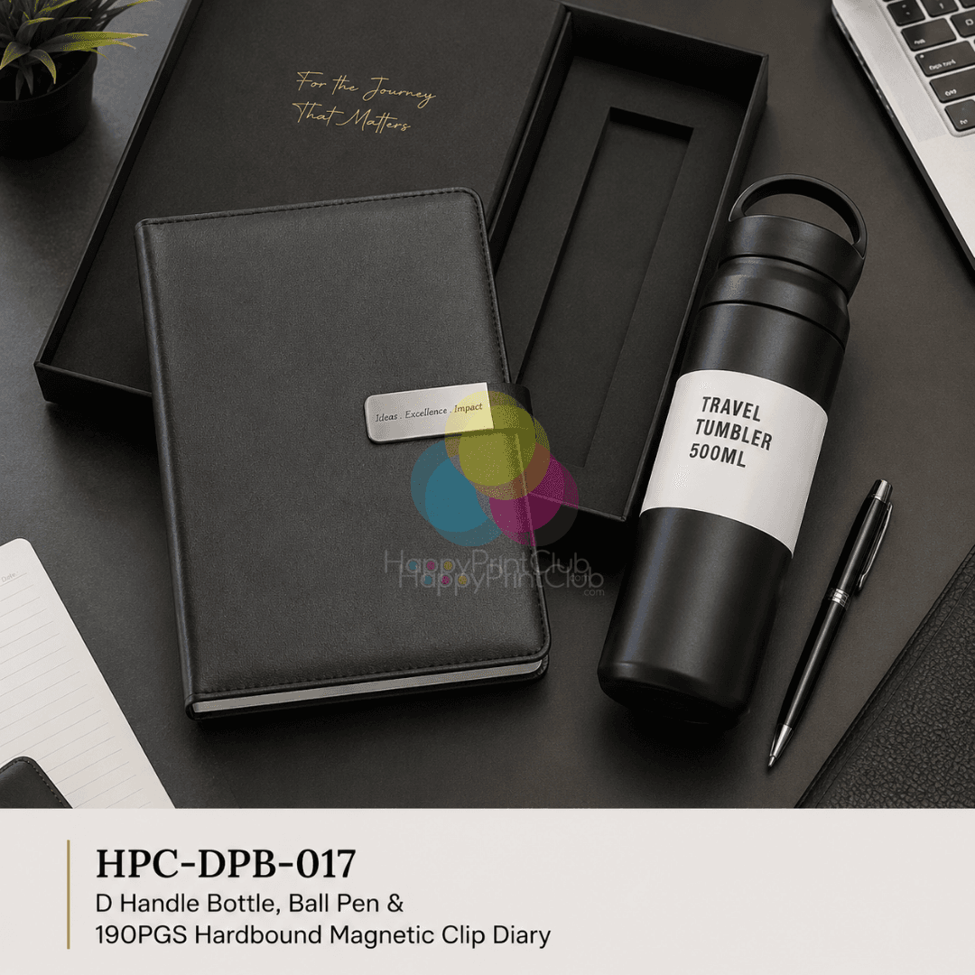 Employee Welcome Kit With D Handle Bottle, Ball Pen & 190 Pages Hard Bound Magnetic Clip Diary