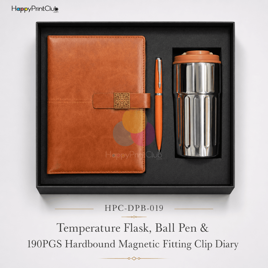 Employee Welcome Kit With Temperature Flask, Ball Pen & 190 Pages Hard Bound Magnetic Fitting Clip Diary