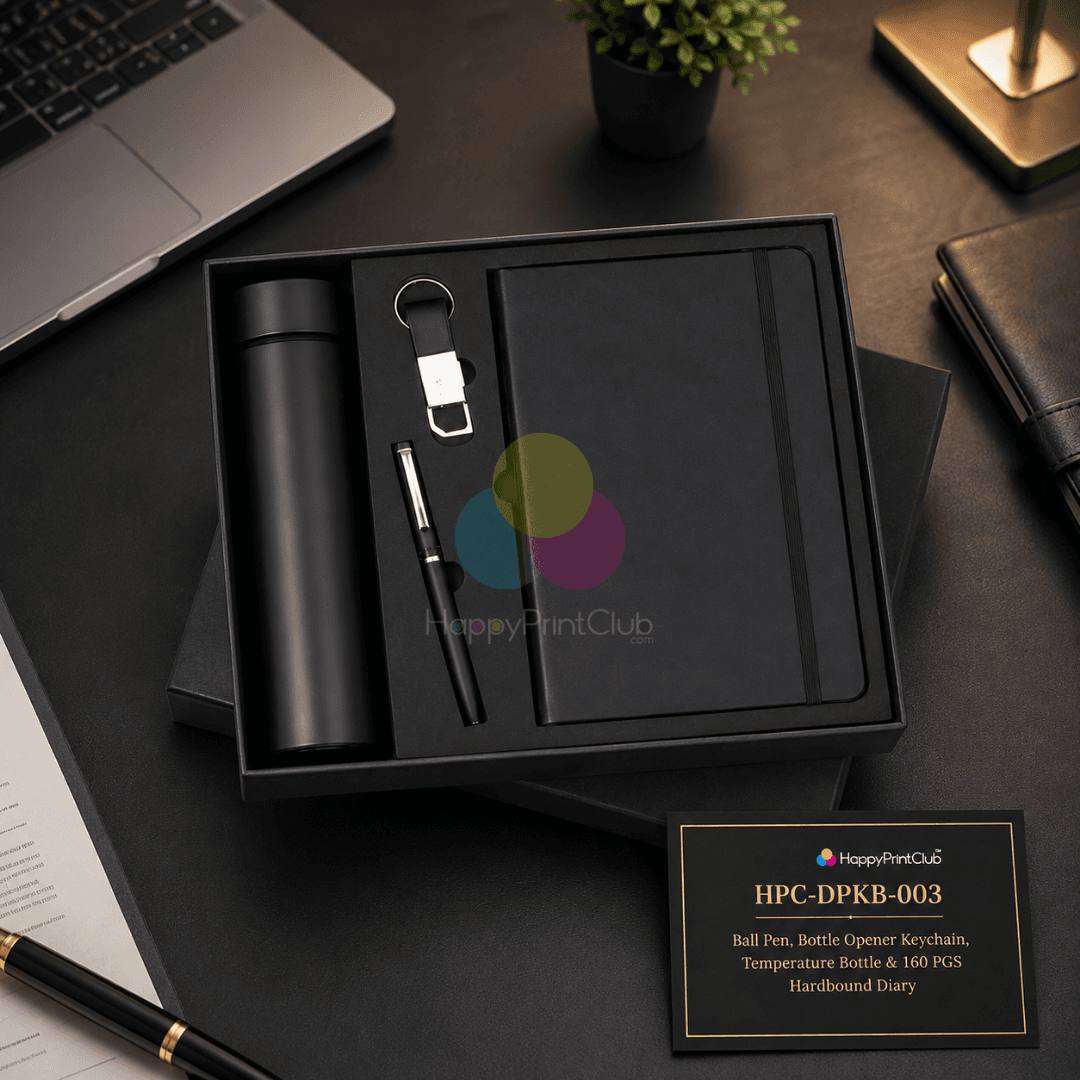 Employee Welcome Kit With Ball Pen, Bottle Opener Keychain, Temperature Bottle & 160 Pages Hard Bound Diary