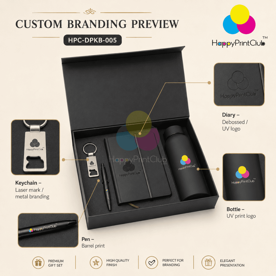 Employee Welcome Kit With Ball Pen, Bottle Opener Keychain, Rubber Bottle & 190 Pages Hard Bound 3 Fold Diary