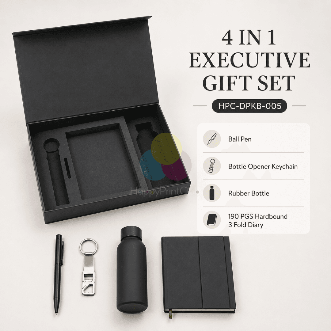 Employee Welcome Kit With Ball Pen, Bottle Opener Keychain, Rubber Bottle & 190 Pages Hard Bound 3 Fold Diary