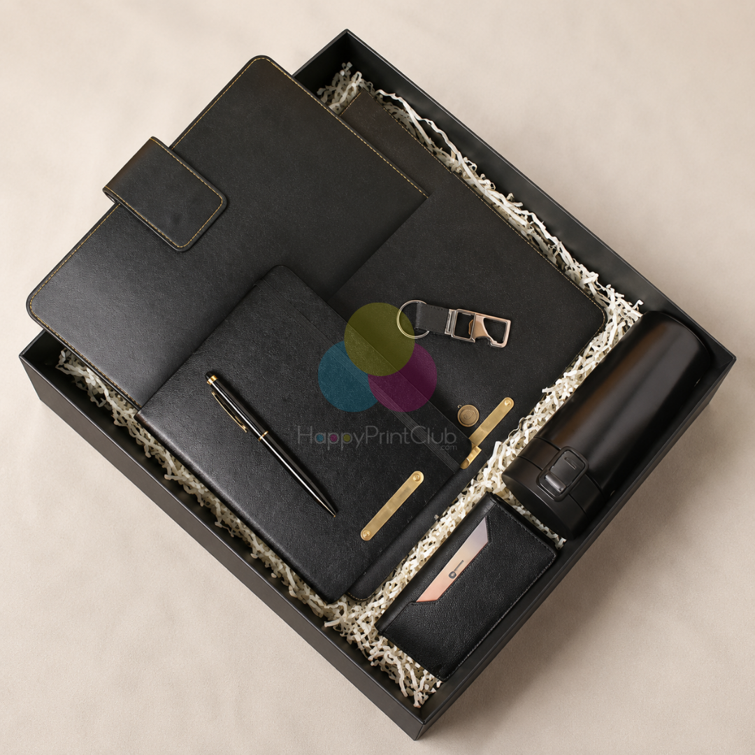 Employee Welcome Kit With Ball Pen, Bottle Opener Keychain, Push Button Bottle, Card Holder, Premium Laptop Sleeve & 190 Pages Hard Bound Diary
