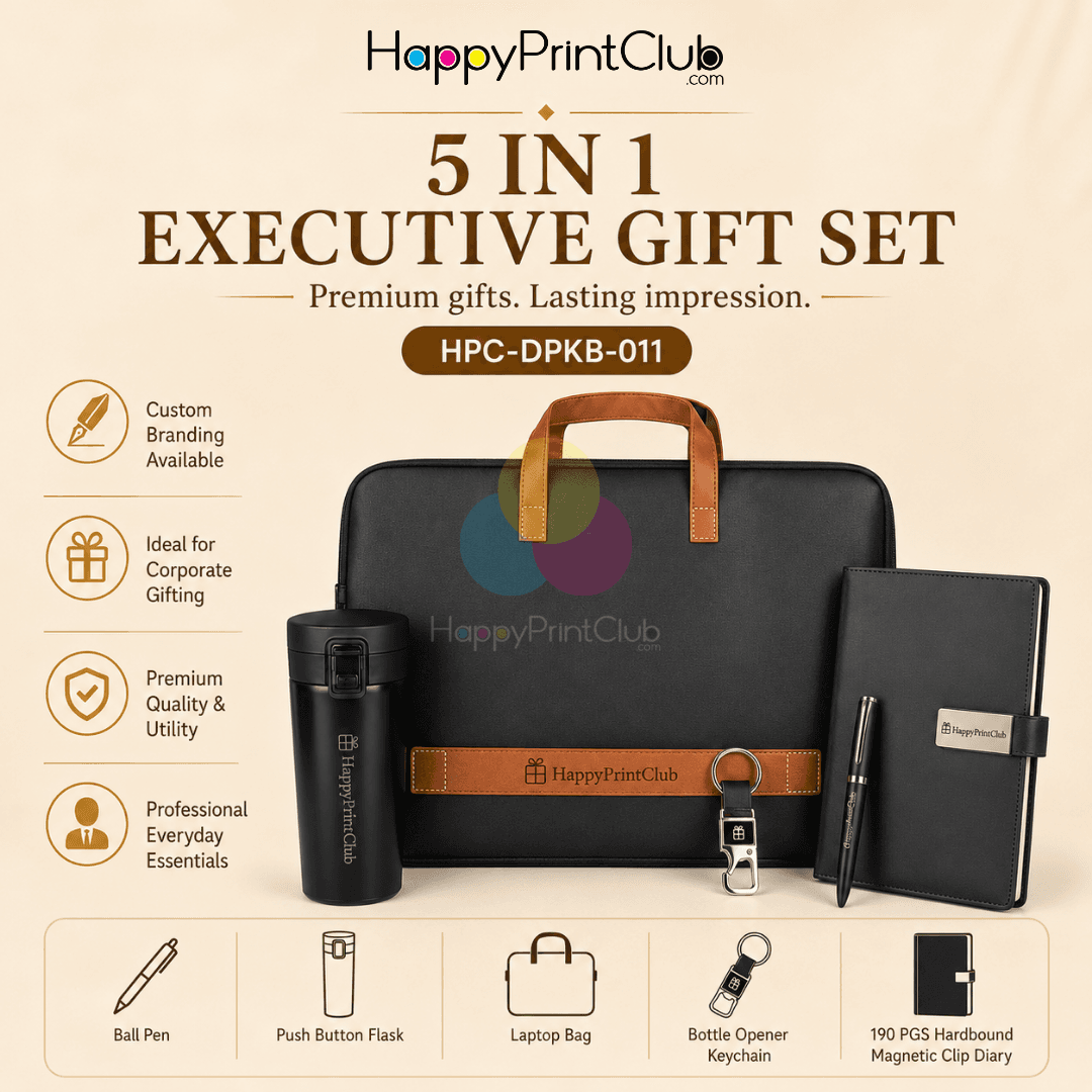 Employee Welcome Kit With Ball Pen, Push Button Flask, Laptop Bag, Bottle Opener Keychain & 190 Pages Hard Bound Magnetic Clip Diary