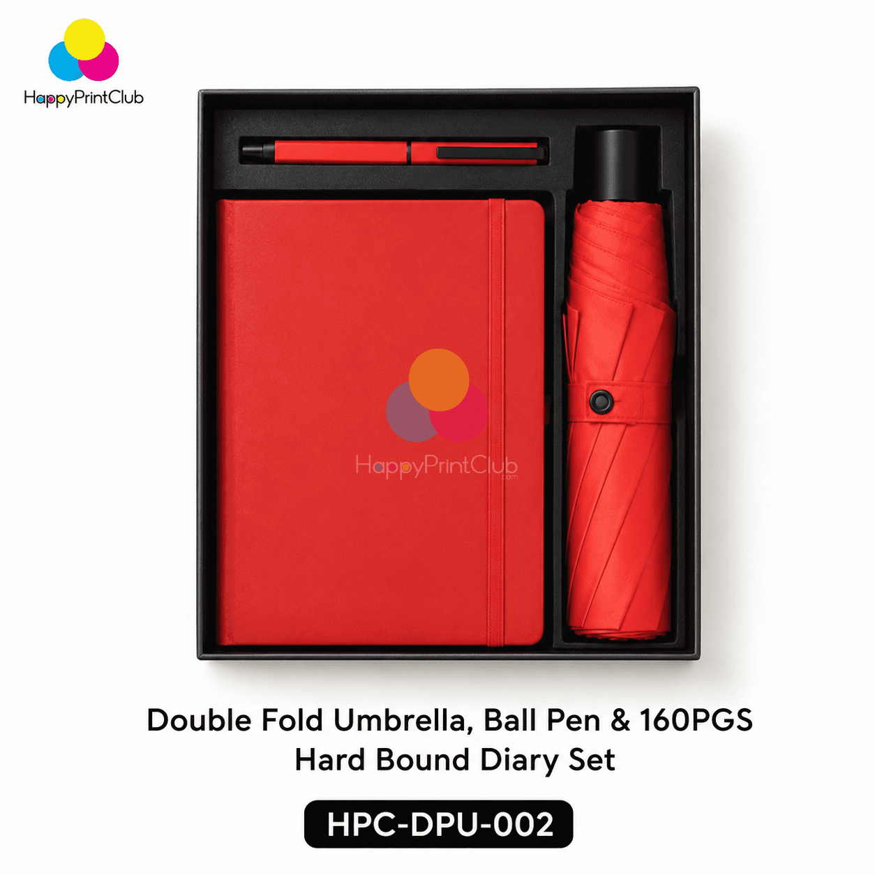 Customized Corporate Gift Set With Double Fold Umbrella, Ball Pen & 160 Pages Hard Bound Diary