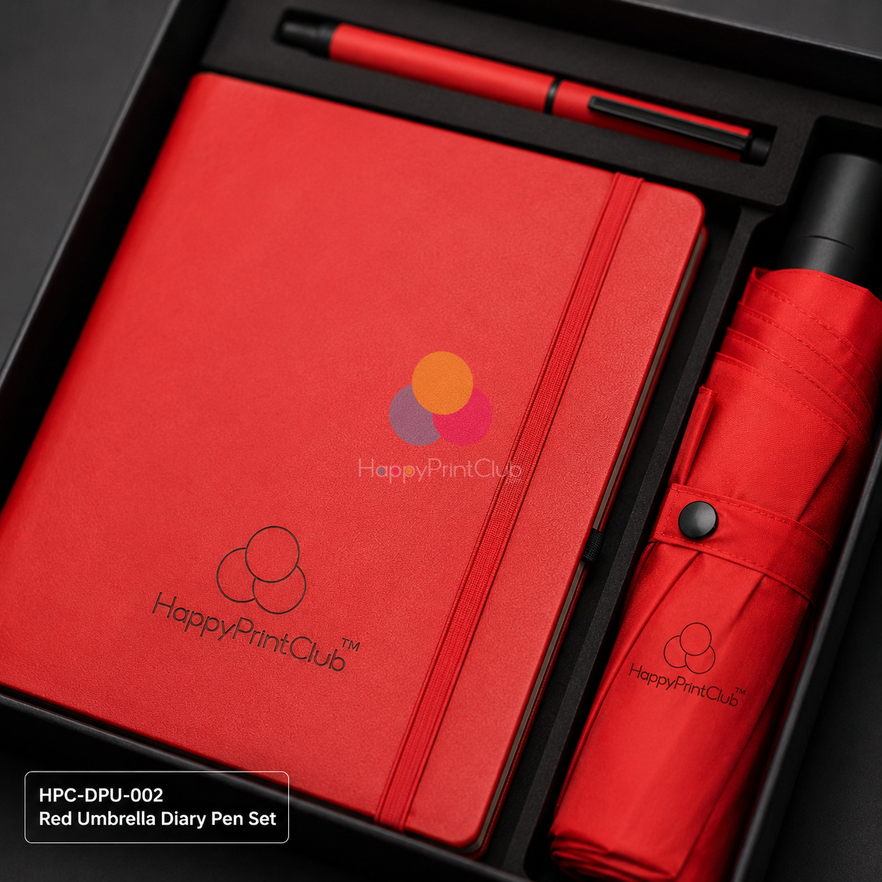 Customized Corporate Gift Set With Double Fold Umbrella, Ball Pen & 160 Pages Hard Bound Diary