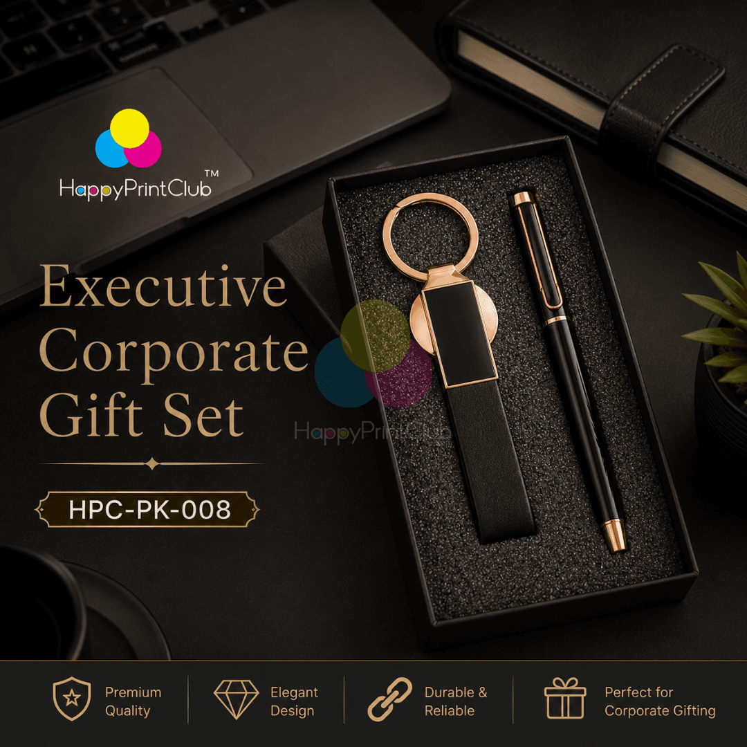 Customized Corporate Gift Set With Roller Pen & Belt Keychain