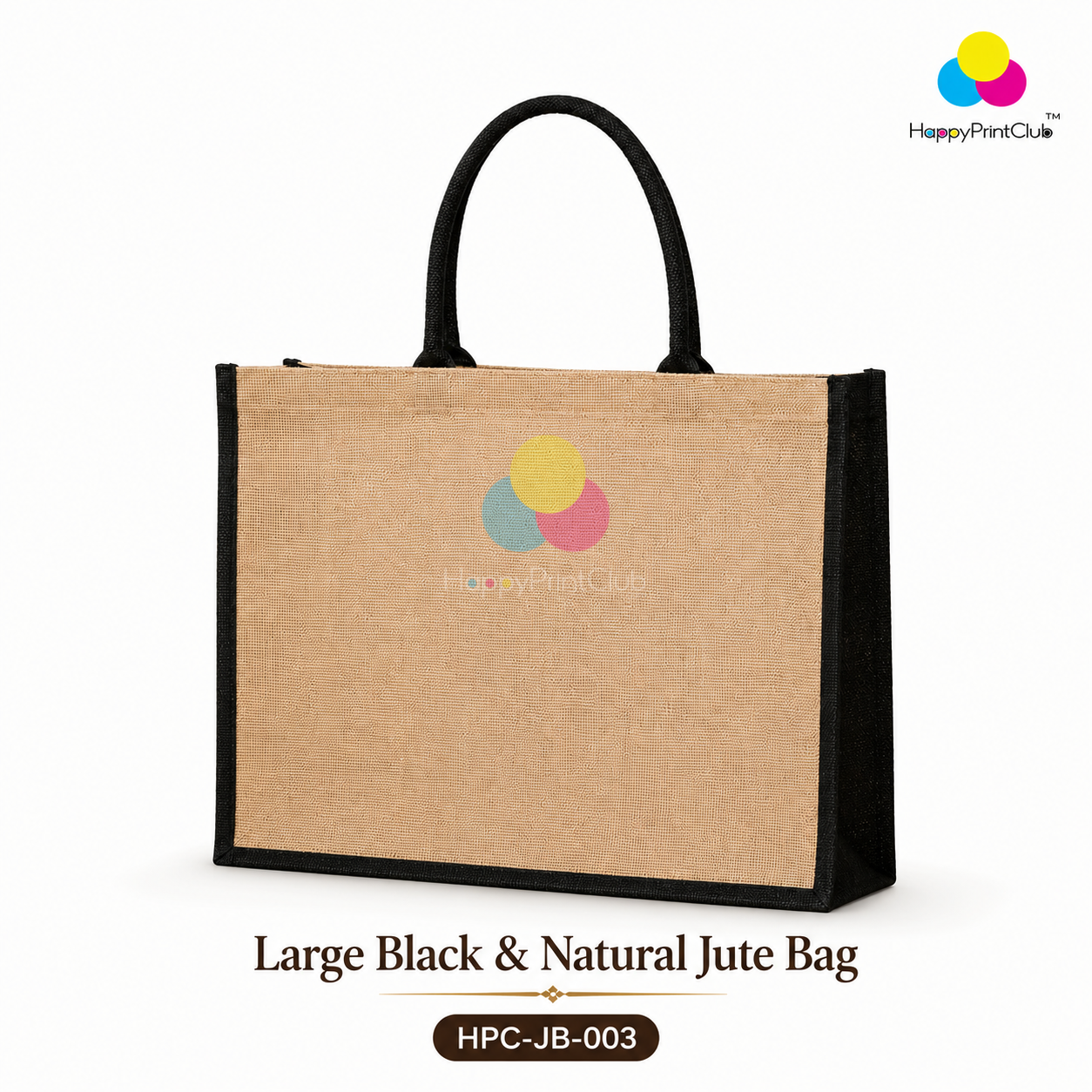 Large Black & Natural Jute Bag For Corporate Gifting