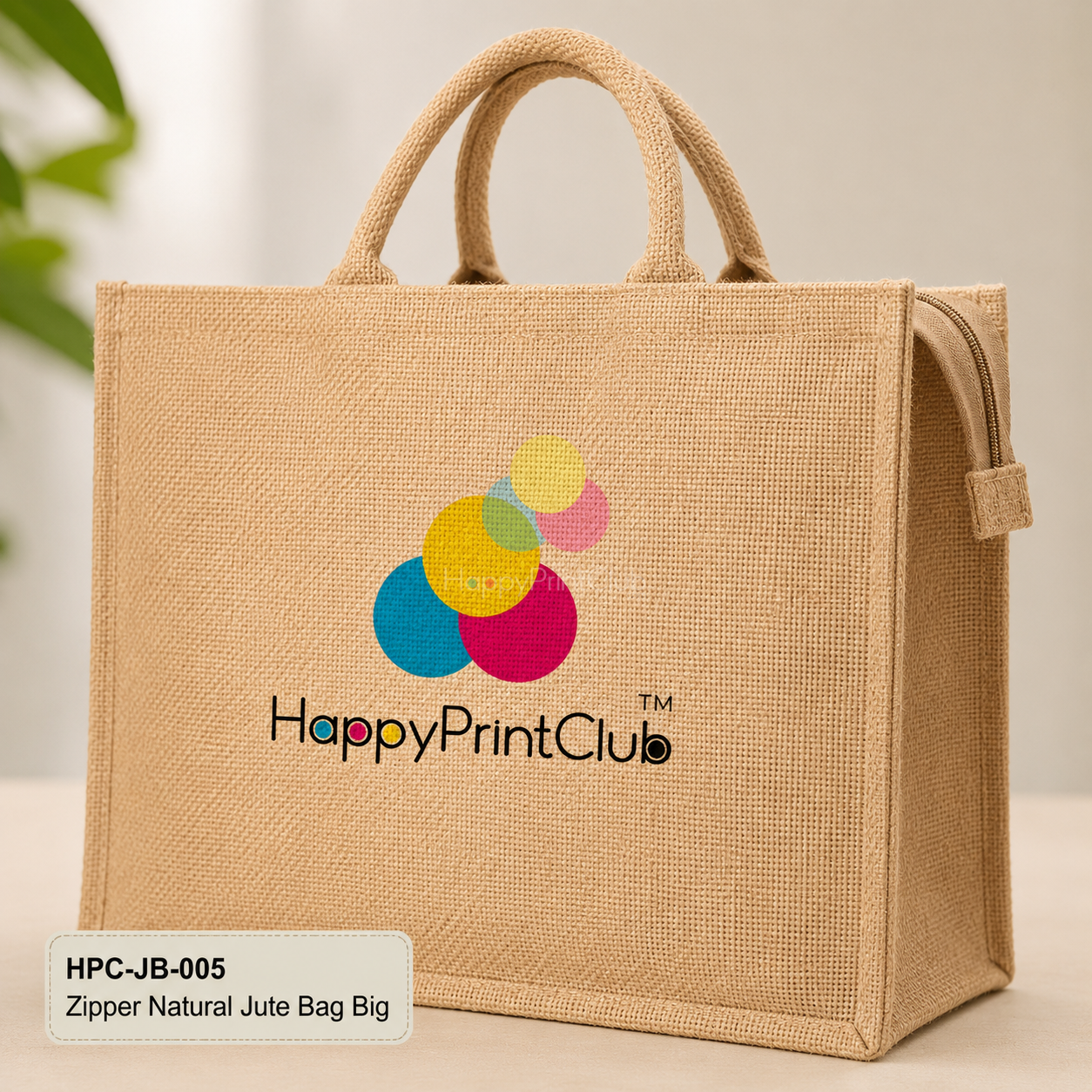 Zipper Natural Jute Bag Big For Corporate Gifting
