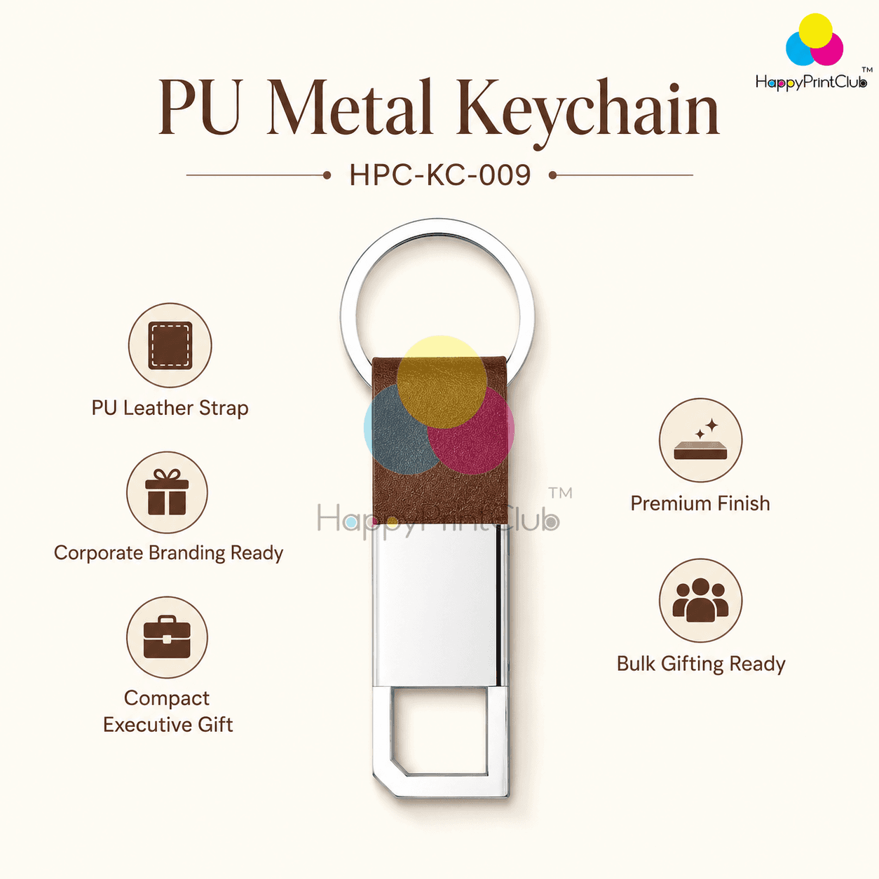PU Metal Keychain For Corporate Gifting