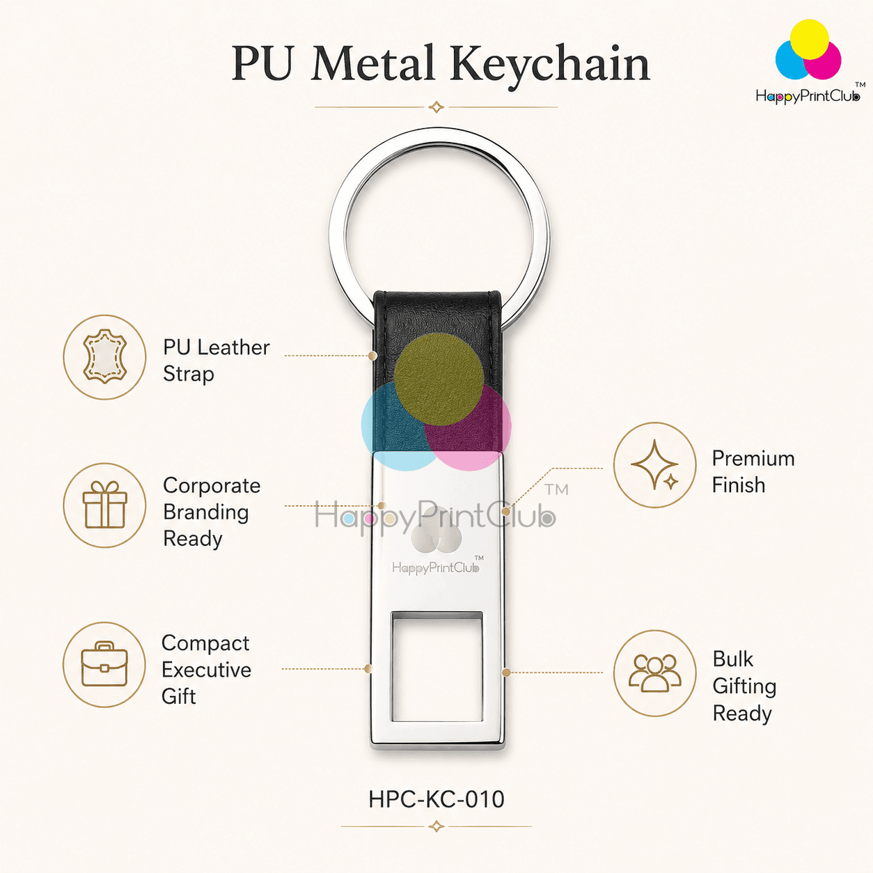 PU Metal Keychain For Corporate Gifting
