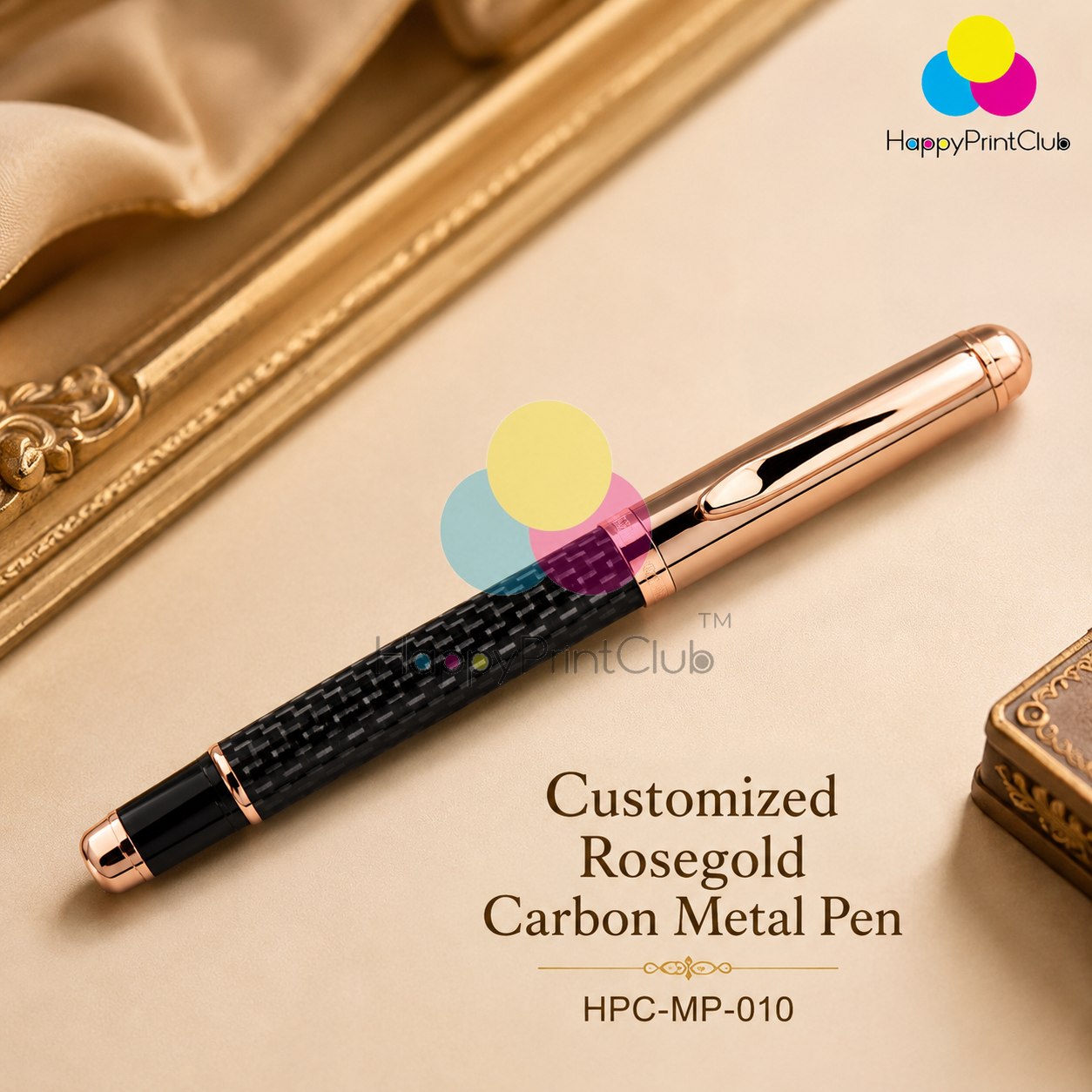 Customized Rosegold Carbon Metal Pen With Logo Printing