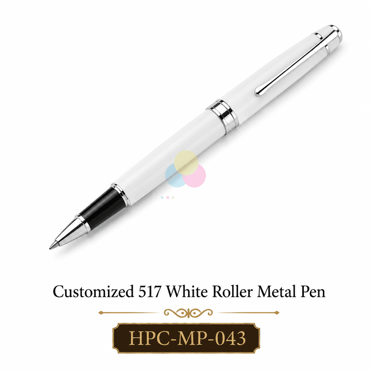 Customized 517 White Roller Metal Pen With Logo Printing