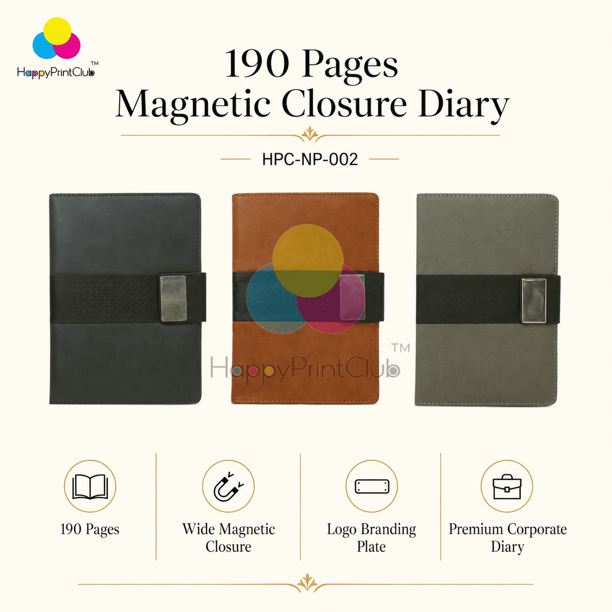 Customized 190 Pages Magnetic Closure Diary For Corporate Gifting
